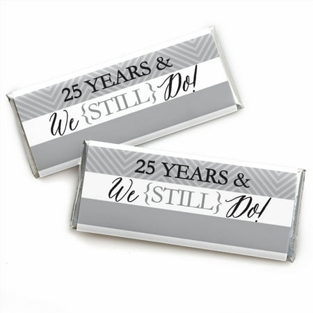 - We Still Do - 25th Wedding Anniversary - Candy Bar Wrappers Favors - Set of 24