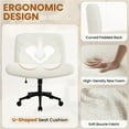 thumbnail image 6 of Yaheetech Fabric Rolling Armless Home Office Chair with Extra Wide Seat, Ivory, 6 of 7