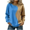 thumbnail image 2 of Oversized Sweatshirt for Women Color Block Crewneck Sweatshirts Striped Long Sleeve Fall Tops Crop Striped Color Block Sweatshirts Winter Pullover Loose Y2K Clothes, 2 of 5