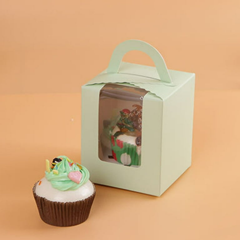 Kraft Cupcake Boxes,50pcs Single Cupcake Carrier with Window