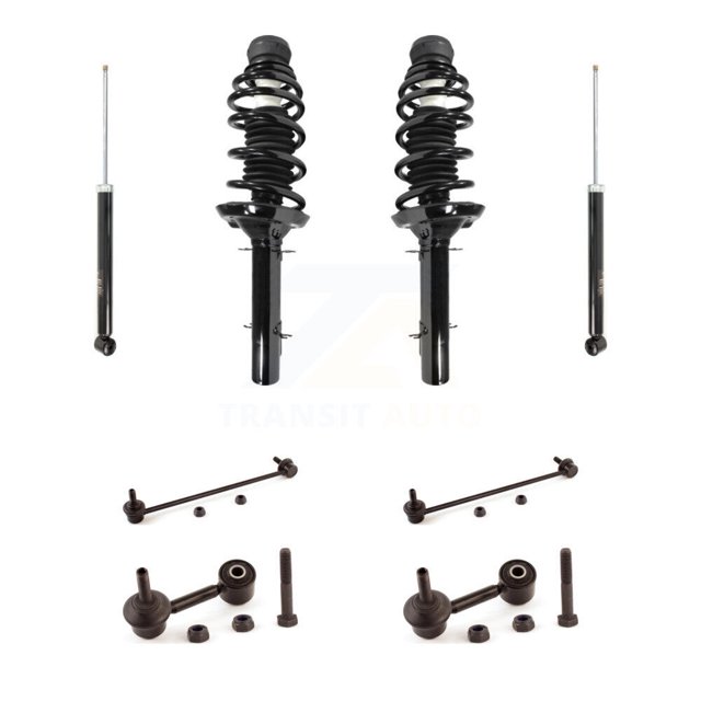 Transit Auto Front Rear Complete Suspension Strut Shock & TOR sway Bar Link Kit for Car 2007-2009 Volkswagen Jetta City - Left Right Side (Driver Passenger) KSS-107679