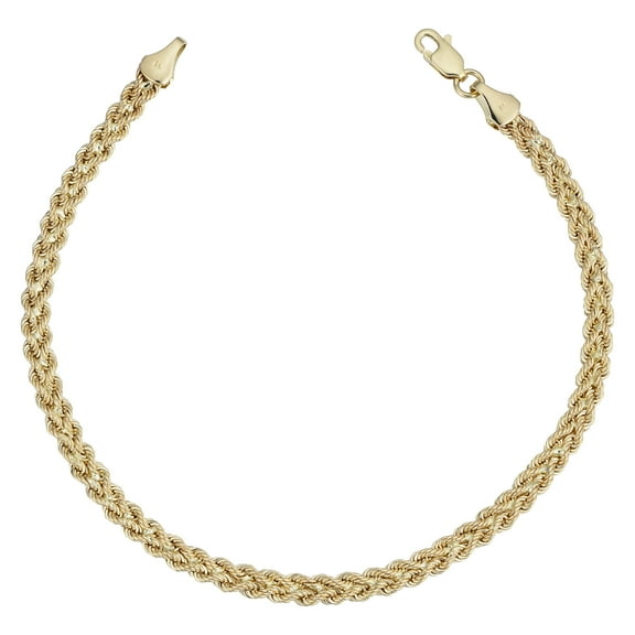 KoolJewelry 14k Yellow Gold Braided Rope Bracelet (3.75 mm, 7.5 inch) | Gold Jewelry for Women