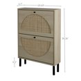 thumbnail image 6 of 2 Flip Drawers Rattan Shoe Cabinet Wooden Shoe Cabinet Storage for Entryway Living Room Bedroom Hallway Apartment, Natural, 6 of 7