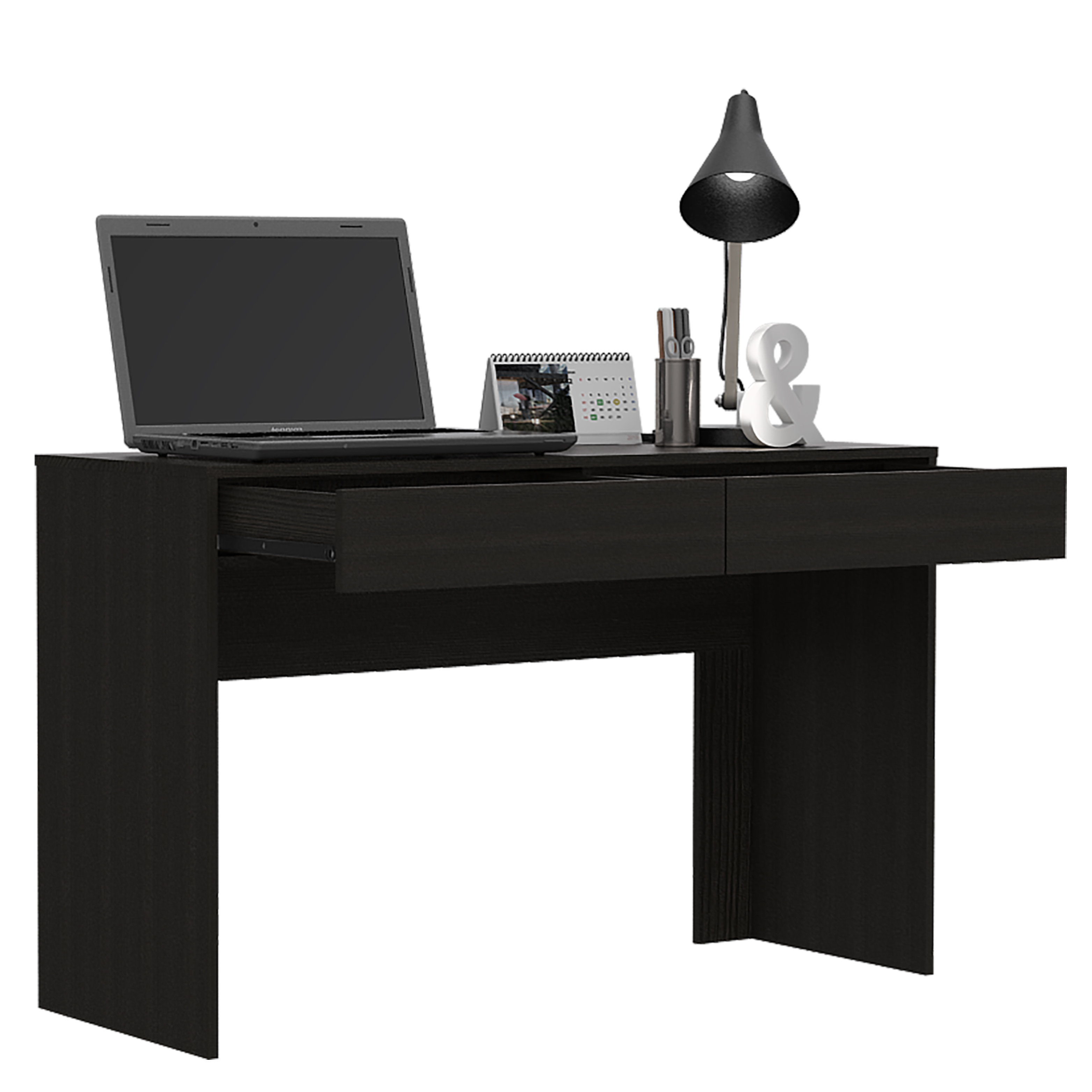 Computer Desk with Two Drawers Writing, Black