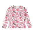 thumbnail image 5 of LTTVQM Shirts for Girls Long Sleeve 12-13 Fall Winter Casual Floral Print Tee Casual Blouses Fashion Outfit Crew Neck with Pocket Pink 12-13 Years, 5 of 5