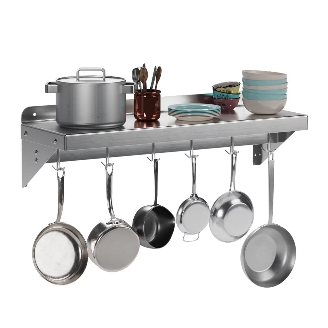 Stainless Steel Pot Rack Shelf - Depth 500mm - Kitchen Solutions