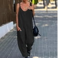 thumbnail image 5 of Ahabrexf Jumpsuits for Women Casual Women's Summer Fashion Solid Color Jumpsuit with Pockets and Straps Casual Pants Jumpsuit for Women Casual Summer, 5 of 6