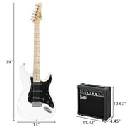Glarry 6 Strings Right Hand Electric Guitar Package for Beginner,White