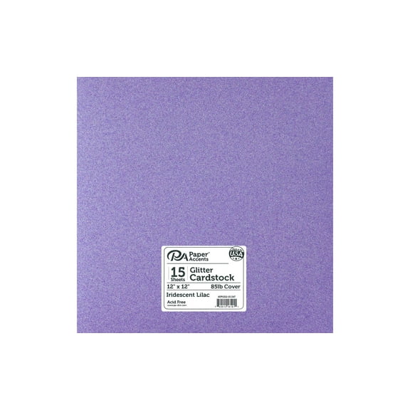 Paper Accents Glitter Cardstock 12"x 12" 85lb 15pc Iridescent Lilac
