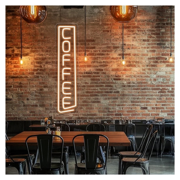 Letrero De Neón Vertical De Café, Ideal Para Decoración De Pared De Bar, Hogar O Cueva De Hombre, Con Luz Regulable De 11cmx40cm