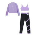 thumbnail image 4 of iixpin Kids Girls 3 Piece Skating Outfits Long Sleeve Sweatshirt Sports Vest with Athletic Leggings Light Purple 14, 4 of 5