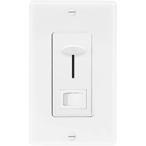 LED Dimmer Electrical Light Switch - 3-Way/Single Pole Use, 600 Watt Max, LED and Incandescent Compatible for Dimmable Home Lighting Needs, Wall Plate Cover Included - White