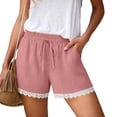 thumbnail image 2 of Sentmoon Shorts for Women Plus Size Drawstring High Waist Beach Shorts Stretchy Solid Color Lace Regular Fit Cute Shorts for Women Trendy for Hot Weather and Humidity Beach Stuff S-2XL, 2 of 8