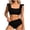 #406-Black, variant on Womens High Waisted Bikini Sets Ruffle Tummy Control Swimsuits Full Coverage Cheeky Two Piece Bathing Suit