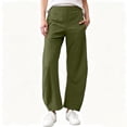 thumbnail image 2 of Womens Barrel Travel Pants Elastic Waist Baggy Ankle Pants with Pockets, Nylon Fabric, Relaxed Fit, Curved Tapered Leg, Casual Work Trousers | VerBelle,Army Green L, 2 of 9