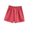 thumbnail image 3 of MIUOWANP Women's Elastic Waist Shorts with Pockets Solid Color Simple Style Sports Shorts Size S(4)Watermelon Red, 3 of 4