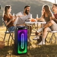 thumbnail image 6 of Lohoms Dual 8" Bluetooth Speaker With Mic, 2" Tweeter Portable Party Subwoofer Heavy Bass Sound PA Sound System TWS, AUX, FM, LED Light,Remote Control, Mic, 6 of 9