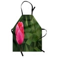 thumbnail image 1 of Polygons Apron, Pinkish Tulip Flower Petal on Mosaic Triangles Background Print, Unisex Kitchen Bib with Adjustable Neck for Cooking Gardening, Adult Size, Olive Green and Hot Pink, by Ambesonne, 1 of 4