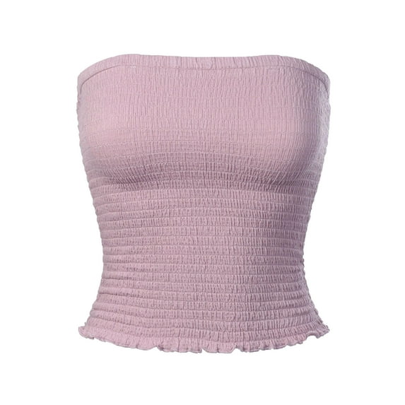 MixMatchy Women's Sexy Strapless Smocked Summer Tube Top