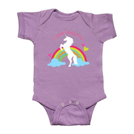 

Inktastic I Love Unicorns rainbow Gift Baby Boy or Baby Girl Bodysuit