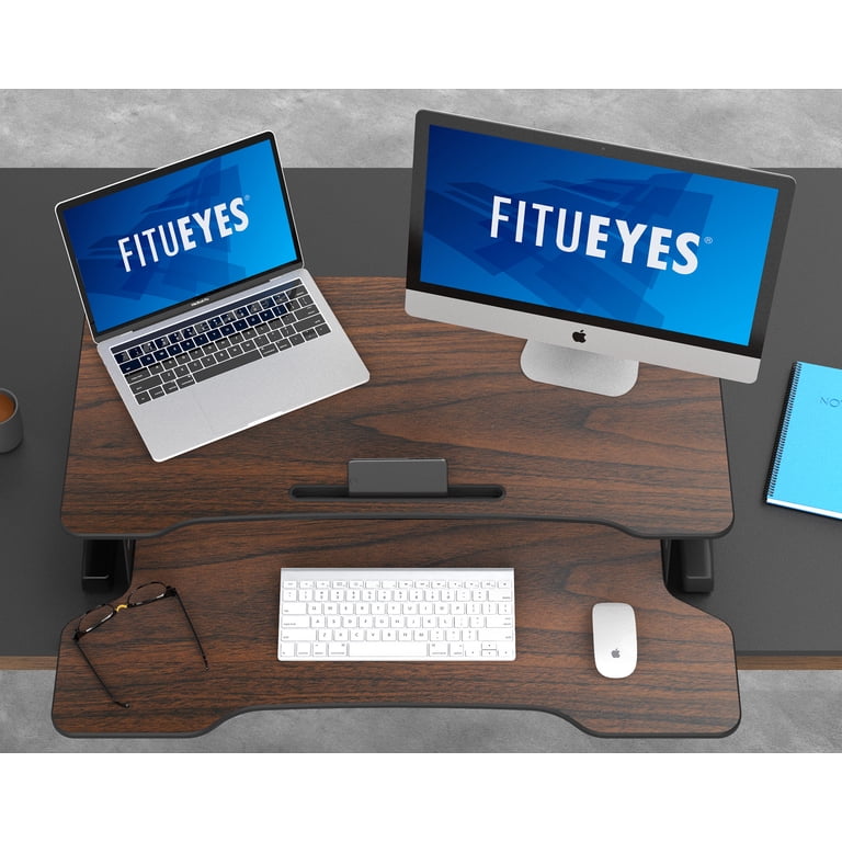 FITUEYES Standing Desk Converter, 32" Dual Monitor, Brown photo 5