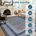 thumbnail image 2 of 8x10 Modern Rug Thin Washable Non-Slip Geometric Border Low Pile Foldable Soft Non-Shedding Indoor Accent Carpet Blue, 2 of 7