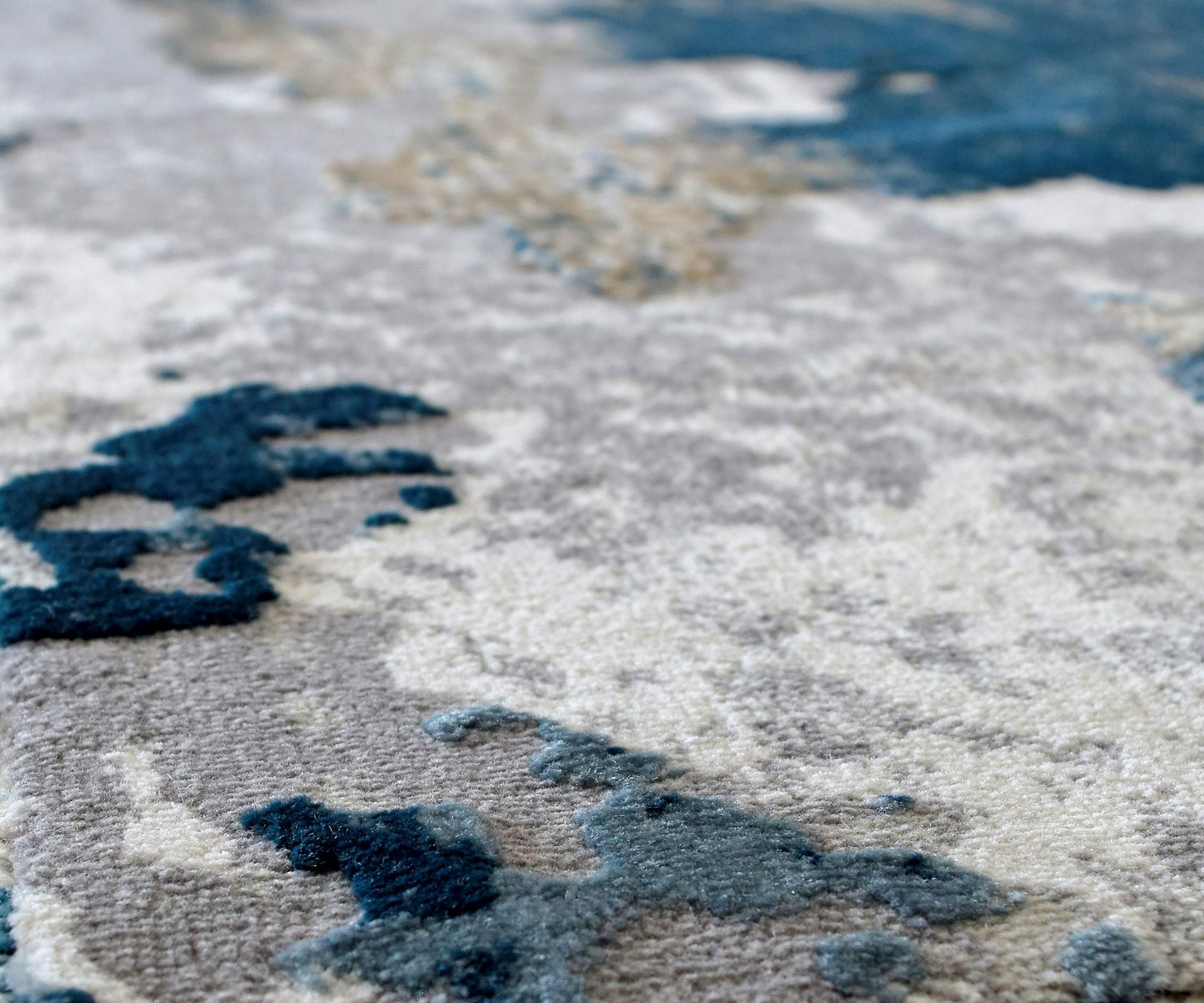 Rugs America Astor AD40D Sapphire Blue Transitional Abstract Ivory Area Rug, 2'x8'