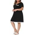 thumbnail image 4 of Agnes Orinda Plus Size Nightgown Sleepwear for Women Soft Sleepshirt Short Sleeve Lace Trim Pajama Nightshirt 2X Black, 4 of 6
