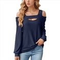thumbnail image 1 of Blusa de Verano con Escote Cuadrado y Hombros Descubiertos para Mujer Azul Marino L, 1 of 8