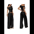 thumbnail image 3 of Conjuntos de Dos Piezas para Mujer, Top Corto Informal de un Solo Hombro, Pantalones Anchos y Conjuntos Y2K A Juego. Negro S, 3 of 7