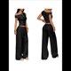 thumbnail image 3 of Conjuntos de Dos Piezas para Mujer, Top Corto Informal de un Solo Hombro, Pantalones Anchos y Conjuntos Y2K A Juego. Negro L, 3 of 7