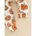thumbnail image 6 of Franhais Newborn Halloween Leggings, Girls Cartoon Pumpkin Print Elastic Waist Trousers (White), 6 of 7