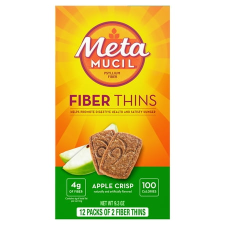 Metamucil Fiber Supplement Chewable Thins, Fiber Powder Food, Apple Spice, 12 Count