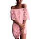 thumbnail image 1 of Vestido PRETTYGARDEN Mini de Encaje Floral Rosa con Hombros Descubiertos XL, 1 of 8