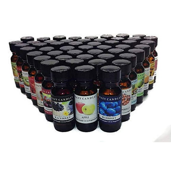 Crazy Candles 50 Bottles Set (Fruit Food Collection) 1/2 Fl Oz Each (15ml) Premium Grade Scented Fragrance Oils