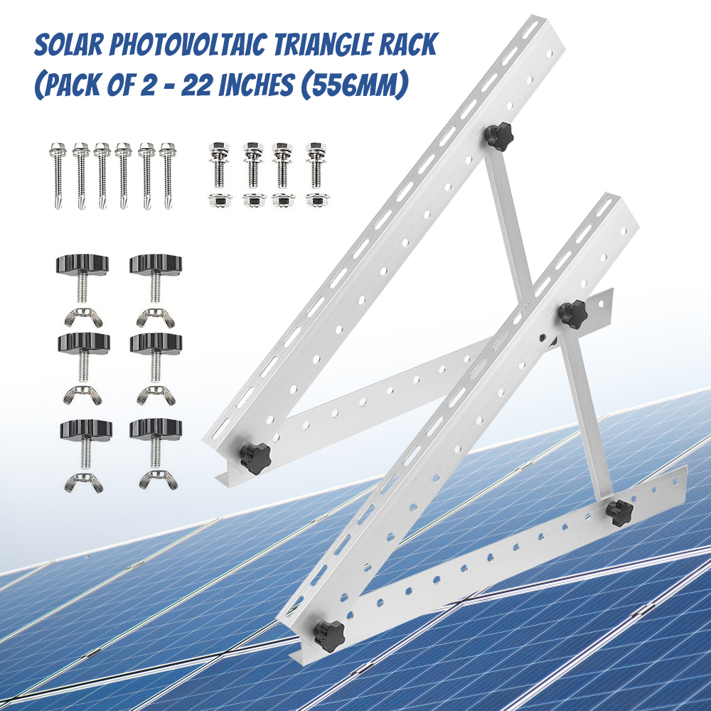 Ablink 22inch Adjustable Solar Panel Tilt Mount Brackets with Foldable Tilt Legs, Ideal for 100 - 150 Watt Solar Panel on Roof, RV, Boat, and Off-Grid (1 Set)