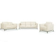 thumbnail image 1 of Contemporary Design Living Room Furniture 3pc Sofa Set Cream Leather Padded Arms Sofa Love Seat & Chair, 1 of 3