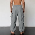 thumbnail image 5 of Leesechin Men's Baggy Cargo Pants Trendy Casual Parachute Pant Loose Fit Harem Joggers with Pockets for Streetwear, 5 of 7