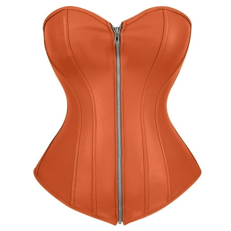 JULMCOMO Corset Tops for Women  Bustier Shapewear Lingerie  Lace Waist Push Up Bodysuit Orange XL
