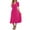 Hot Pink, variant on Solid Dress Women V Neck Lace up Short Sleeve Solid Pleated Dresses Pleated Long Dress Fall Dress Red L2