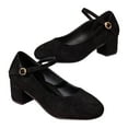 thumbnail image 3 of Juslio Women Shoes Solid Color Medium Heeled and Thick Heeled Shoes With A Straight Buckle and Shallow Mouth Suede for Women, 3 of 9