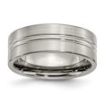 thumbnail image 1 of 8 mm Titanium Grooved Brushed & Polished Band, Polished & Brushed - Size 8.5, 1 of 1