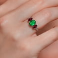 thumbnail image 4 of Gem Stone King 10K White Gold Green Nano Emerald Red Rhodolite Garnet and White Lab Grown Diamond 3 Stone Engagement Ring for Women (1.79 Cttw, Gemstone Birthstone, Size 8), 4 of 5