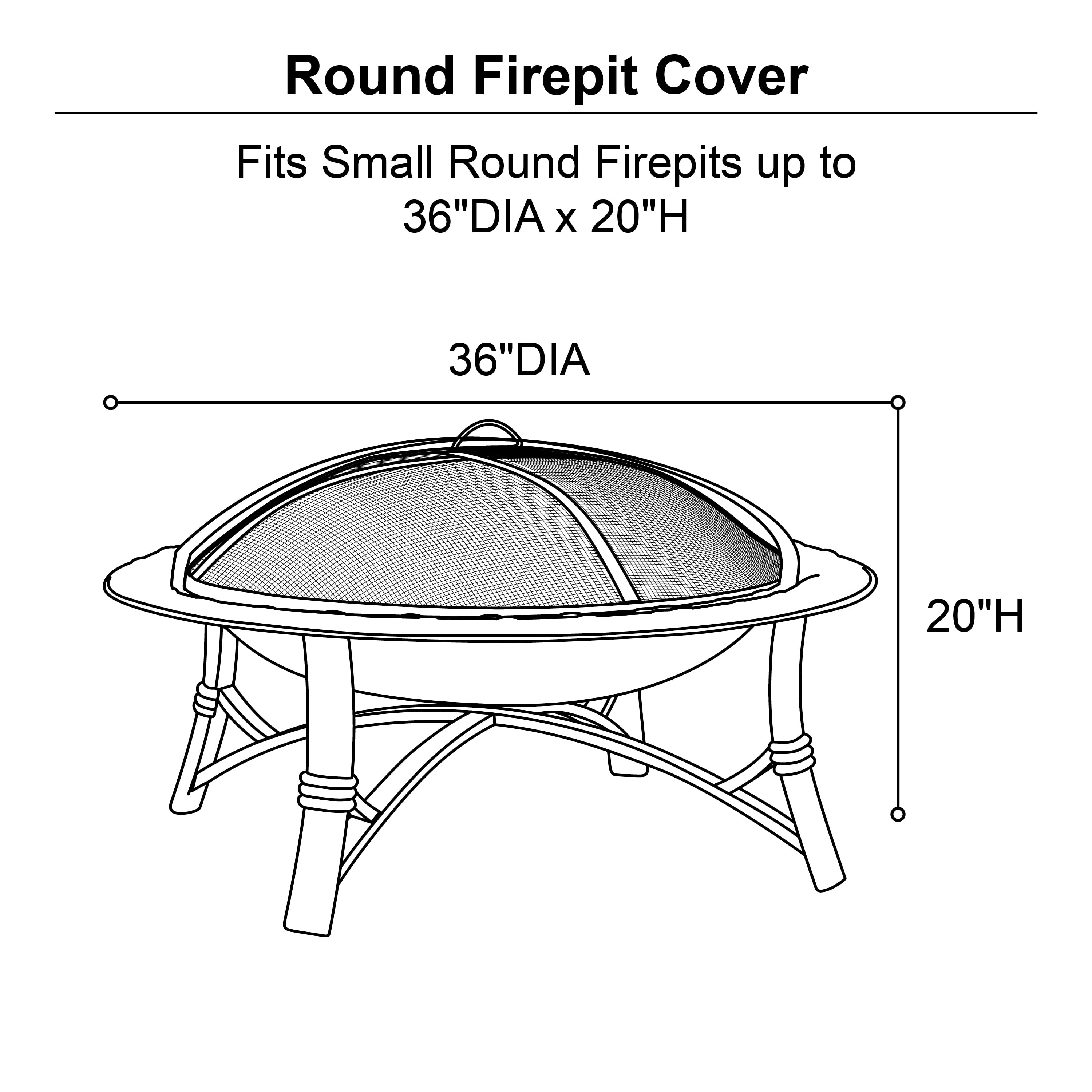 Mainstays Sandell 36 Inch Round Outdoor Fire Pit Table Cover in Gray