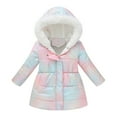 thumbnail image 2 of Girls Puffer Jacket Kids Winter Coat with Pocket Zipper Hooded Coat Long Sleeve Windproof Toddler Jacket for Little Girls 8-9 Years, 2 of 7