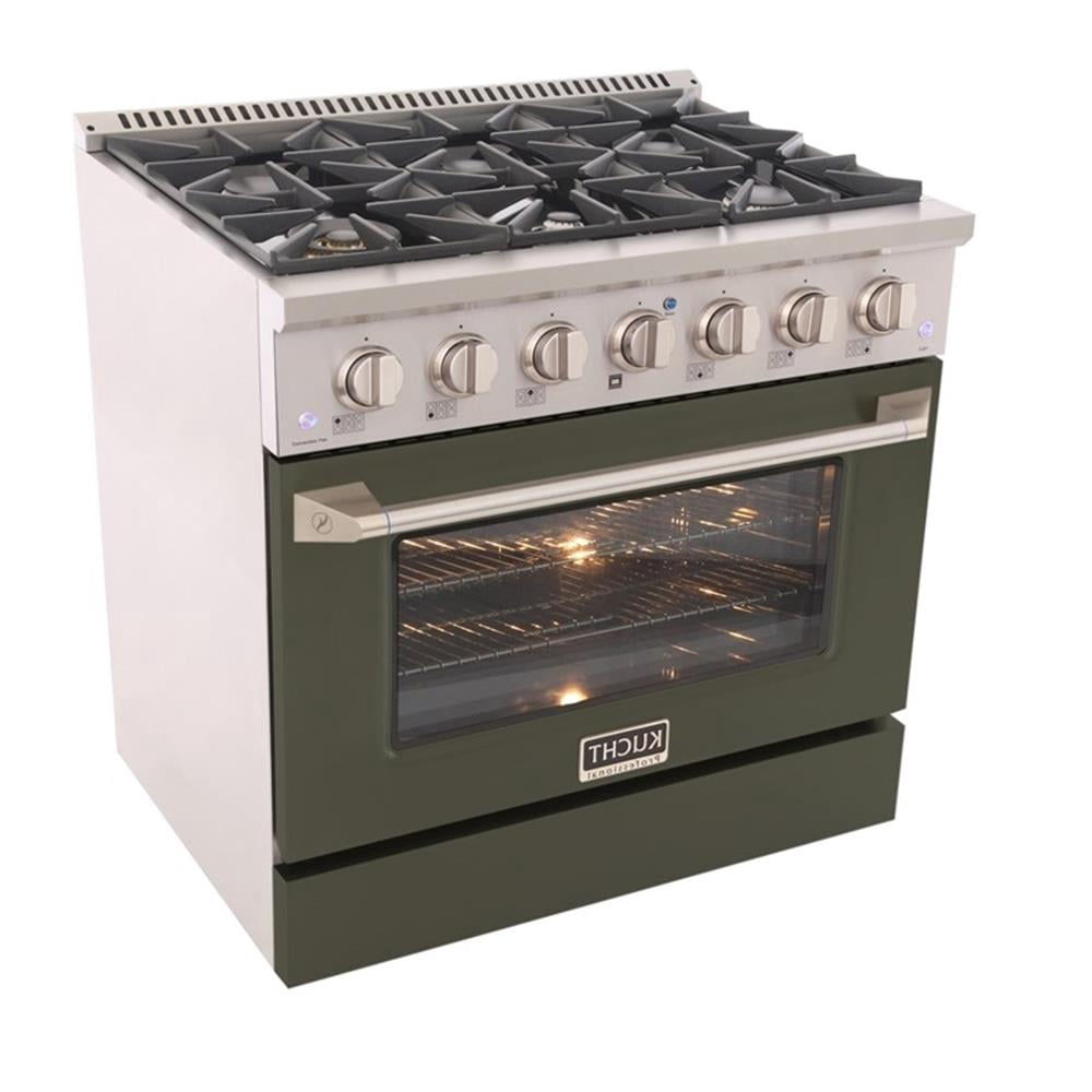 Pemberly Row 36" 5.2 cu. ft. Propane Gas Range w/ Convection Oven in Olive Green