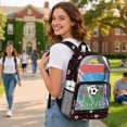 thumbnail image 3 of ZIATUBLES 17 Inch Heavy Duty Clear Backpack, Fabric & PVC Transparent Bag with Soccer Mom Heartbeat Print, Large Capacity See Through Bag Easy to Clean for School College Work, 3 of 7