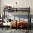 thumbnail image 6 of Twin XL over Queen Bunk Bed, Heavy Duty Metal Bunk Bed Frame with Charging Station, Storage Bag, 4 Removable Hooks, Guardrails and Ladder, Black, 6 of 8