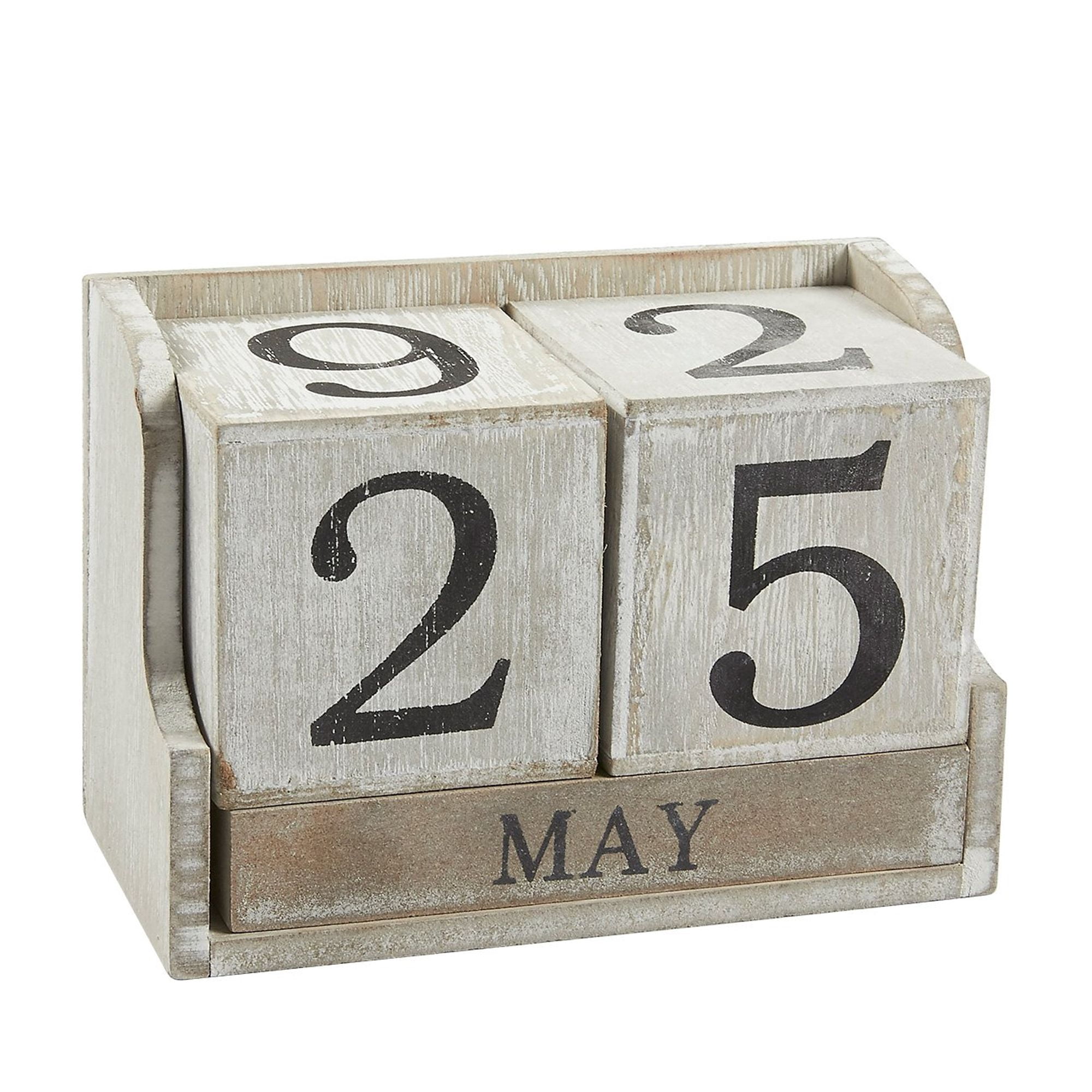 Block Calendar Wooden Perpetual Desk Calendar Rustic Style For Home 