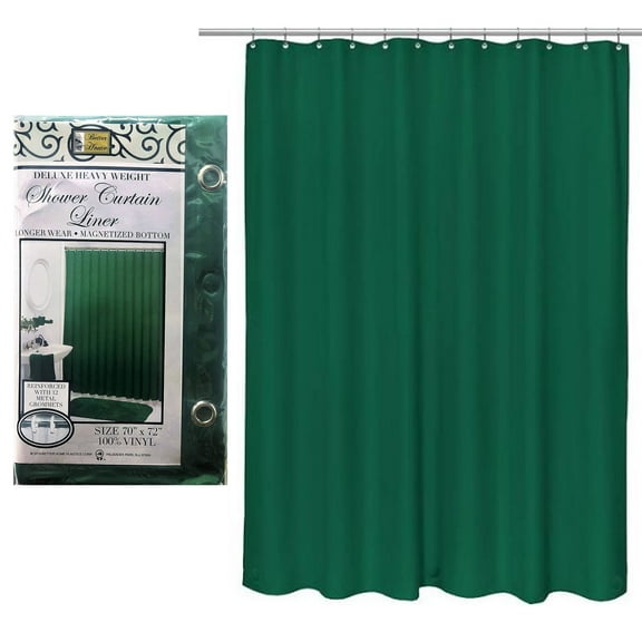 1 Magnetized Shower Curtain Liner Heavy Duty Waterproof Vinyl 70"X72" Hunt Green